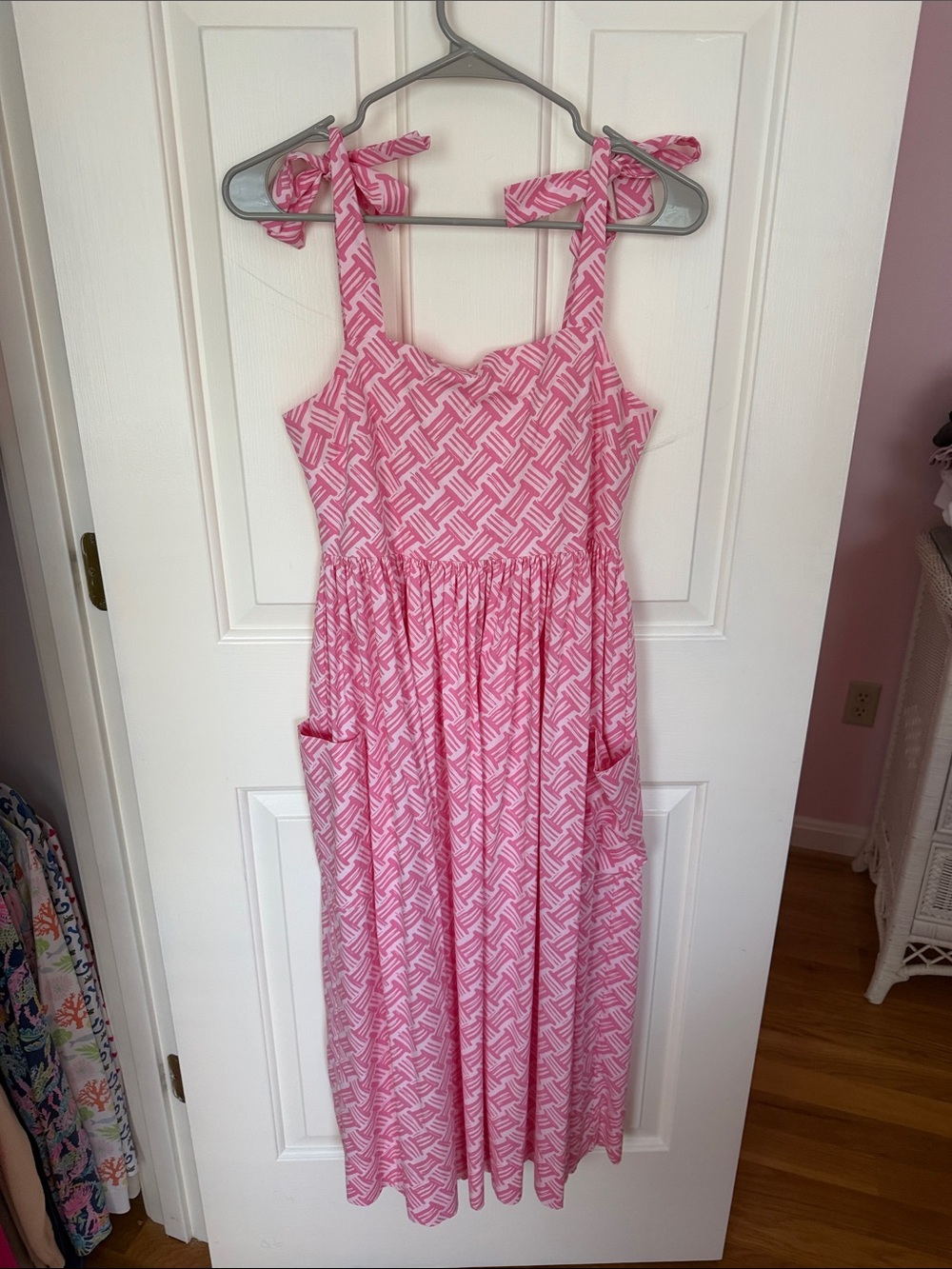 The Beaufort Bonnet Company Pink Patterned Tie-Shoulder Maxi Dress